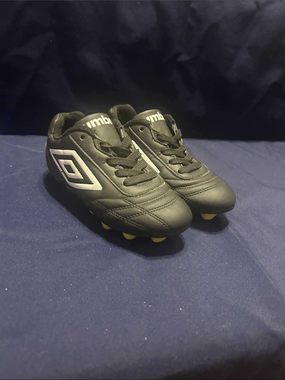 Umbro Kids Black White Soccer Cleats with Yellow Studs